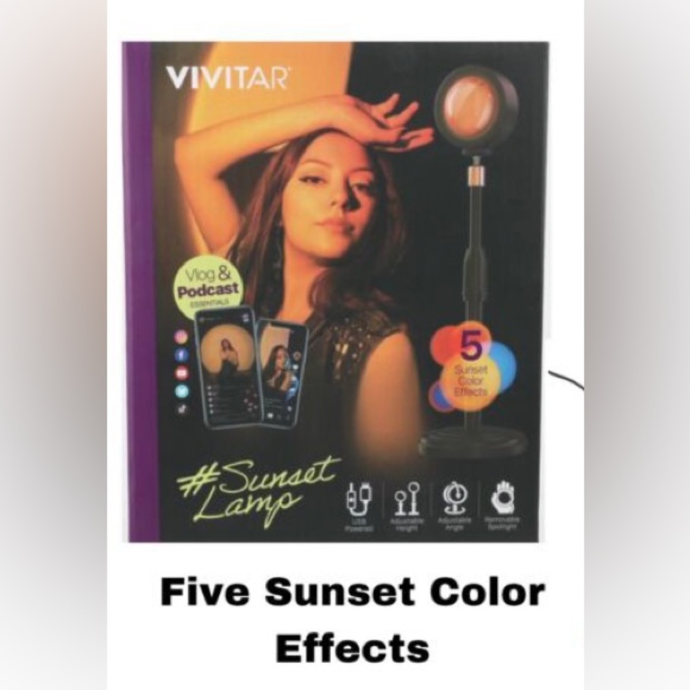New In Box Vivitar Sunset Lamp w/ 5 Sunset Color Effects Light - USB Powered